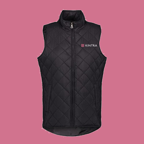 Kintra- Women's Vintage Diamond Quilted Vest - White, Dusty Rose Thumbnail
