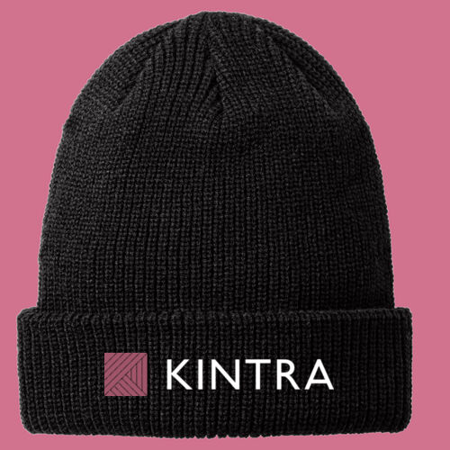 Kintra- Chunky Knit Beanie - White, Dusty Rose Thumbnail