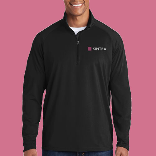 Kintra- Stretch 1/2 Zip Pullover - White, Dusty Rose Thumbnail