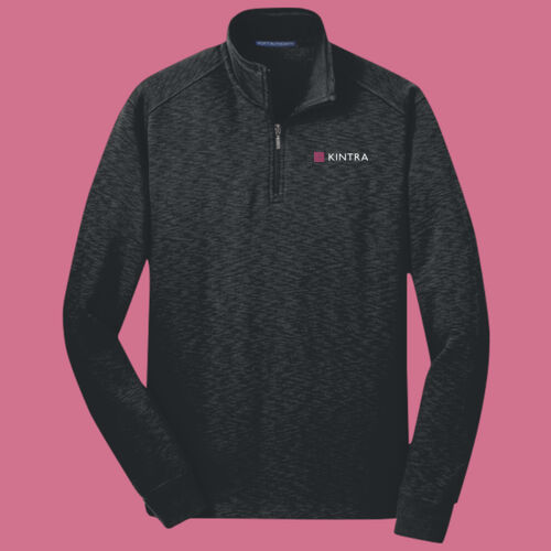 Kintra- Port Authority Slub Fleece 1/4 Zip Pullover - White, Dusty Rose Thumbnail
