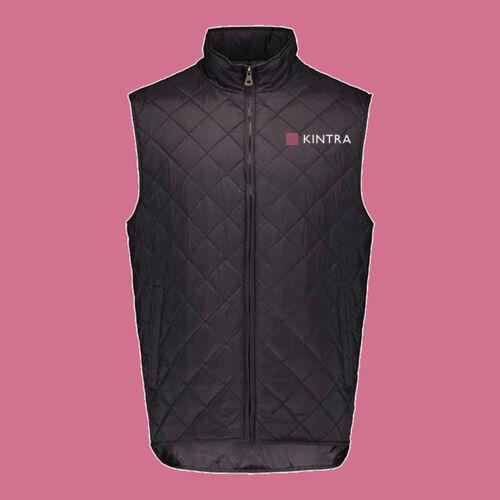 Kintra- Men's Vintage Diamond Quilted Vest - White, Dusty Rose Thumbnail
