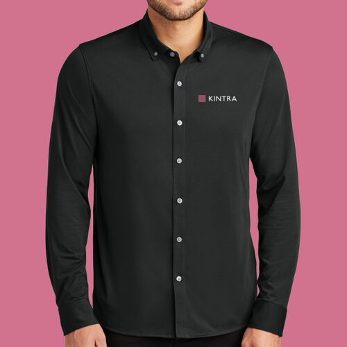 Kintra- Stretch Jersey Long Sleeve Shirt - White, Dusty Rose Thumbnail