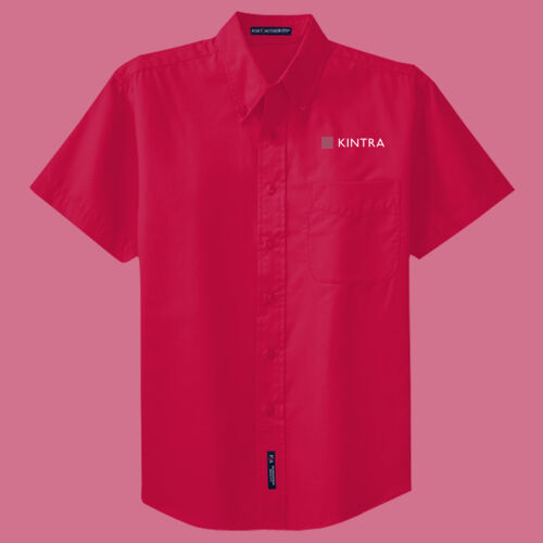 Kintra-Port Authority Tall Short Sleeve Easy Care Shirt- White, Dusty Rose Thumbnail