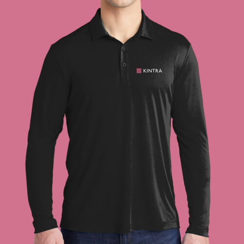Kintra- Posi UV ® Pro Long Sleeve Polo  - White, Dusty Rose Thumbnail