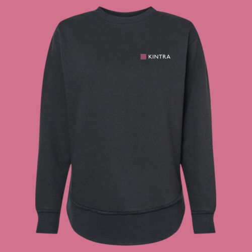 Kintra- Women's Weekend Fleece Crewneck Sweatshirt - White, Dusty Rose Thumbnail