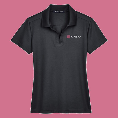 Kintra- Women's CrownLux Performance® Plaited Polo - White, Dusty Rose Thumbnail