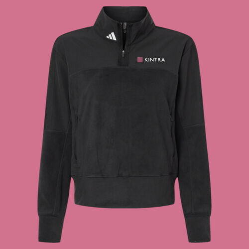 Kintra- Women's Fleece Quarter-Zip Pullover - White, Dusty Rose Thumbnail