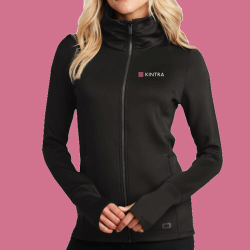 Kintra- Women's Modern Performance Full-Zip - White, Dusty Rose Thumbnail