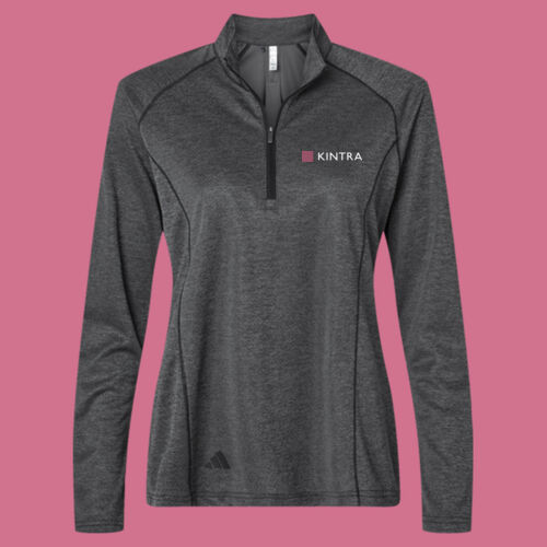 Kintra- Women's Space Dyed Quarter-Zip Pullover - White, Dusty Rose Thumbnail