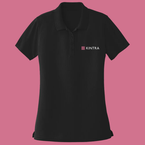 Kintra- Micro-Mesh Polo - White, Dusty Rose ink Thumbnail